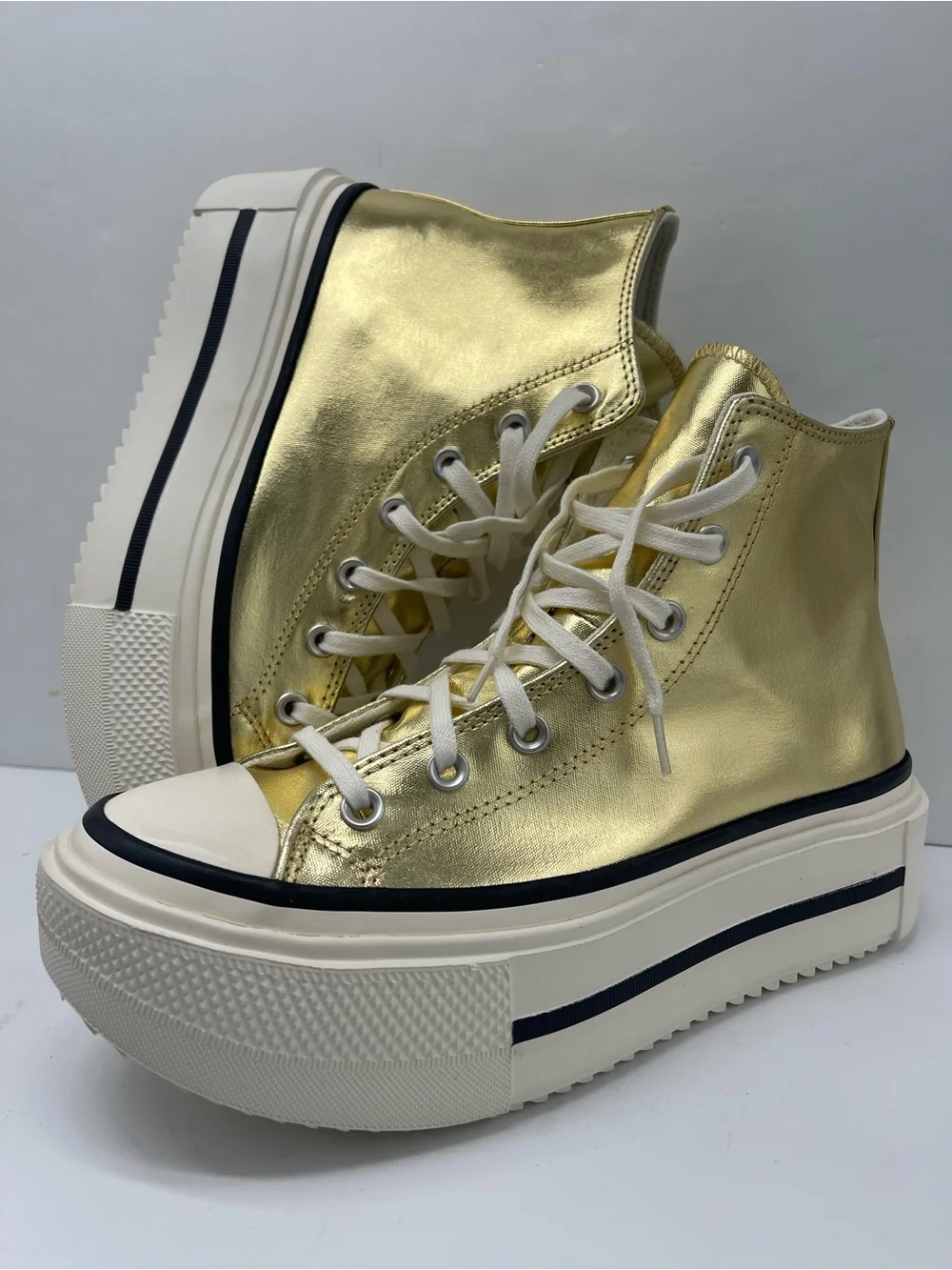 Converse CAS LIFT DOUBLE STACK HI METALLIC GOLD Platform Sneakers Metallic